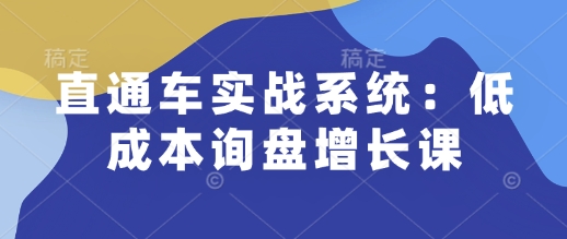 直通车实战系统：低成本询盘增长课，让个人通过技能实现升职加薪，让企业低成本获客，订单源源不断-资源社