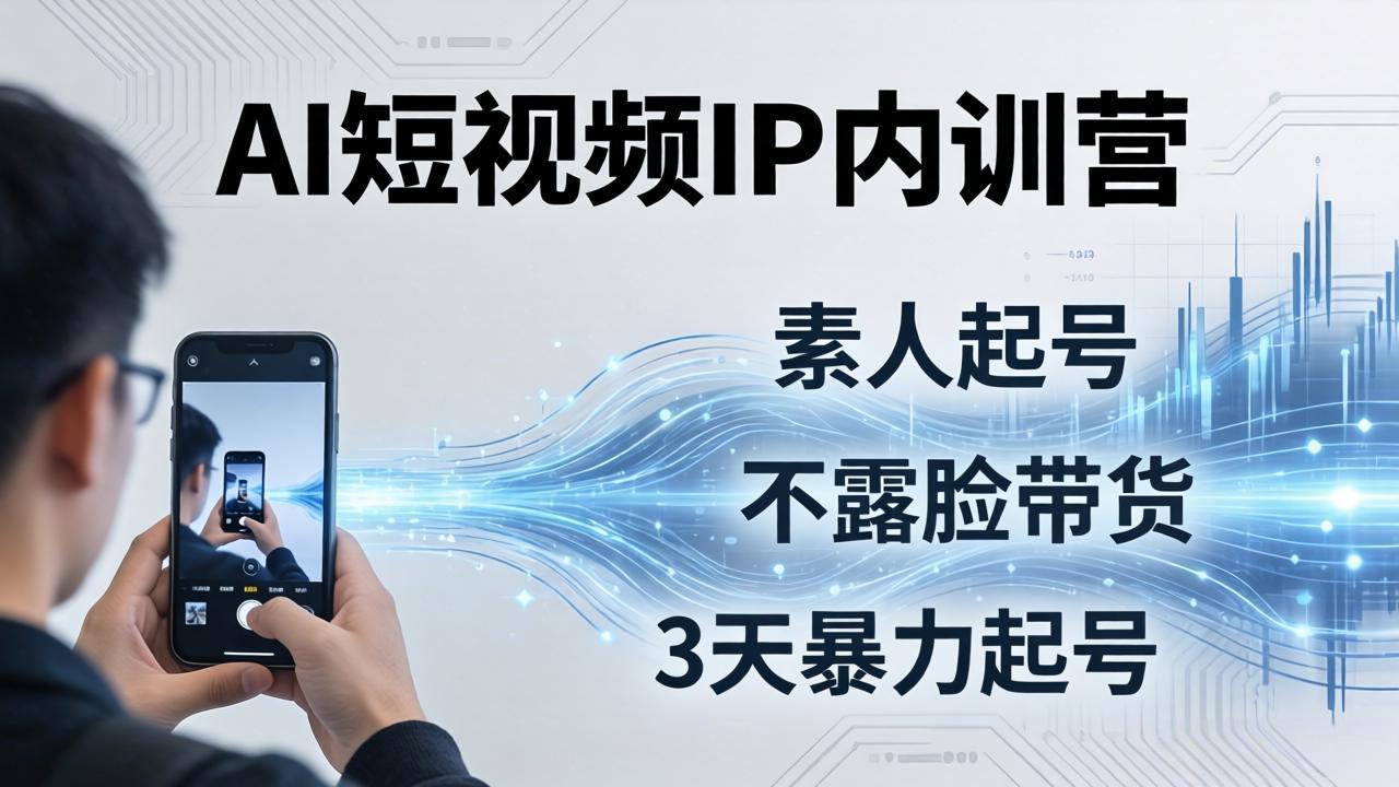 2026AI短视频IP内训营：从素人起号到不露脸带货，3天暴力起号全流程拆解-资源社