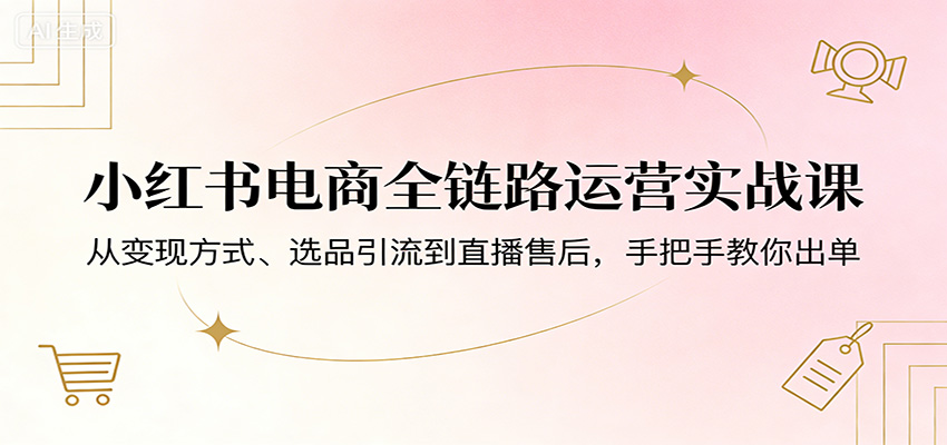小红书电商全链路运营实战课：从变现方式、选品引流到直播售后，手把手教你出单-资源社