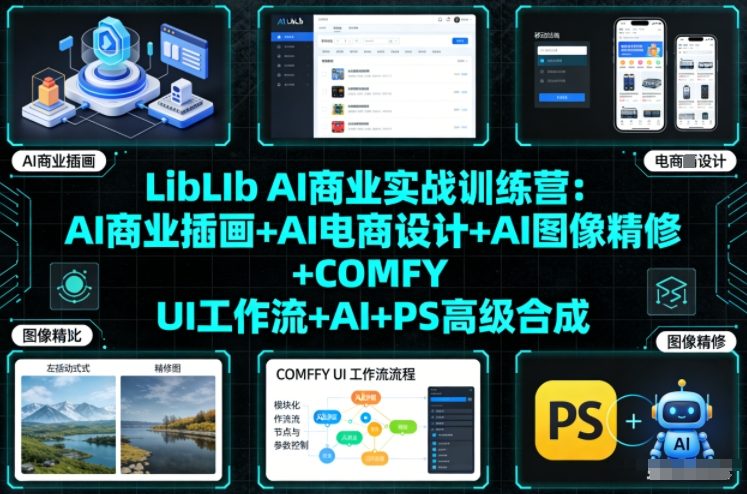 LibLIb AI商业实战训练营：AI商业插画+AI电商设计+AI图像精修+COMFY UI工作流+AI+PS高级合成-资源社
