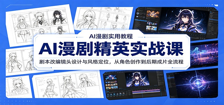 AI漫剧精英实战课：剧本改编镜头设计与风格定位，从角色创作到后期成片全流程-资源社