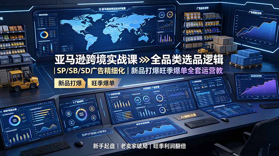 亚马逊跨境实战课:全品类选品逻辑|SP/SB/SD广告精细化|新品打爆旺季爆单全套运营教程-资源社