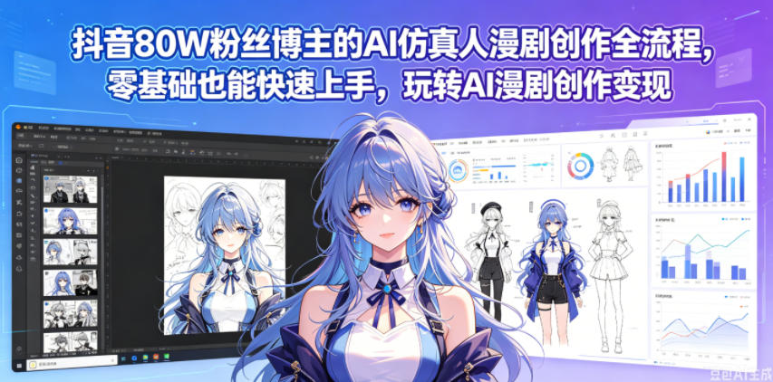 抖音80W粉丝博主的AI仿真人漫剧创作全流程，零基础也能快速上手，玩转AI漫剧创作变现-资源社