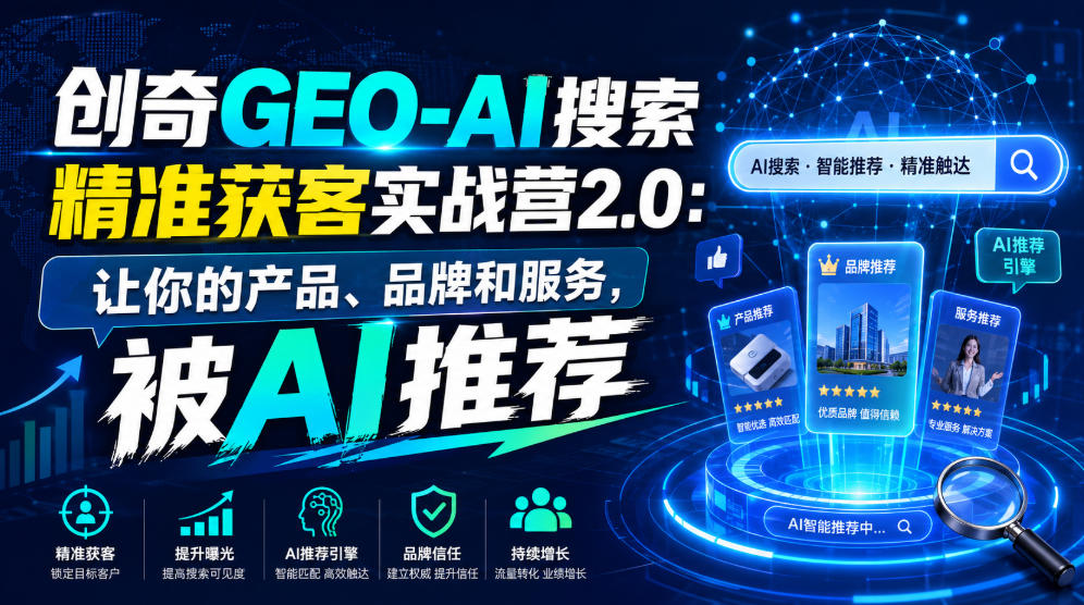 创奇GEO-AI搜索精准获客实战营2.0:让你的产品、品牌和服务,被AI推荐-资源社