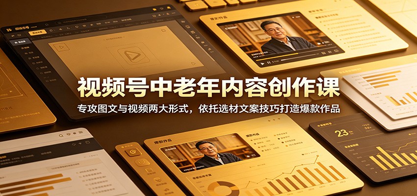 视频号中老年内容创作课:专攻图文与视频两大形式,依托选材文案技巧打造爆款作品-资源社