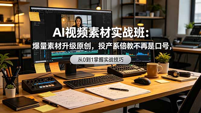 AI视频素材实战班：爆量素材升级原创，投产翻倍不再是口号，0-1系统教学实战落地-资源社