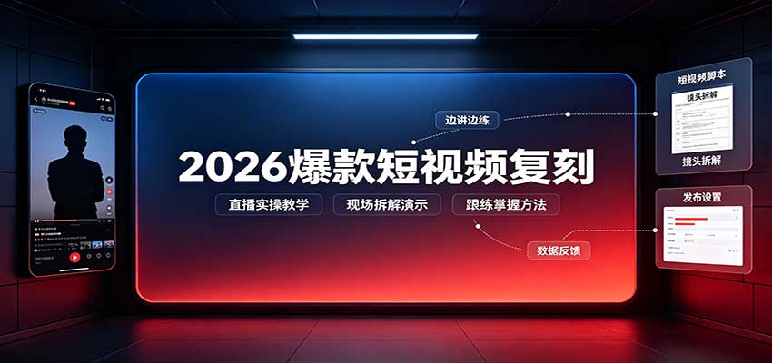 2026爆款短视频复刻:直播实操教学,配套文字文档掌握全流程-资源社
