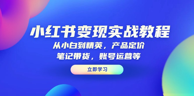 小红书变现实战教程：从小白到精英，产品定价，笔记带货，账号运营等-资源社