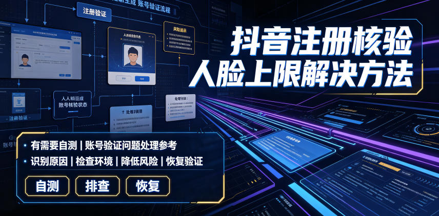 抖音注册核验人脸上限解决方法,有需要自测-资源社