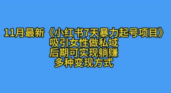 K总部落11月最新小红书7天暴力起号项目，吸引女性做私域【揭秘】-资源社