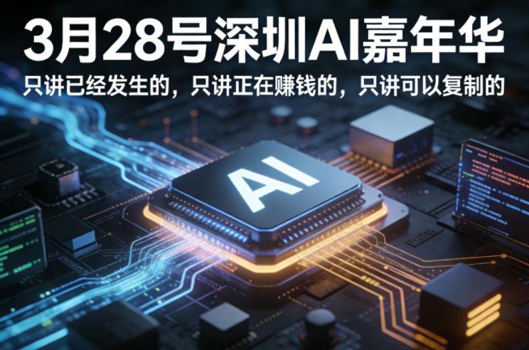 3月28号深圳AI嘉年华，只讲已经发生的，只讲正在賺钱的，只讲可以复制的-资源社