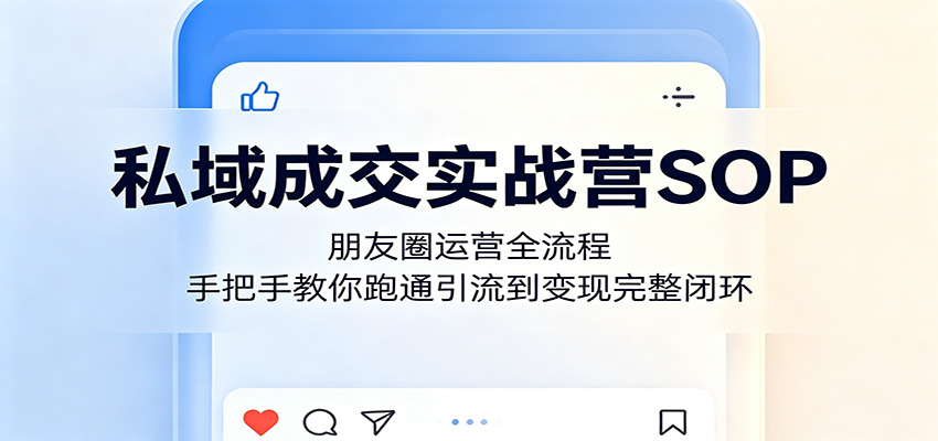 私域成交实战营SOP：朋友圈运营全流程，手把手教你跑通引流到变现完整闭环-资源社