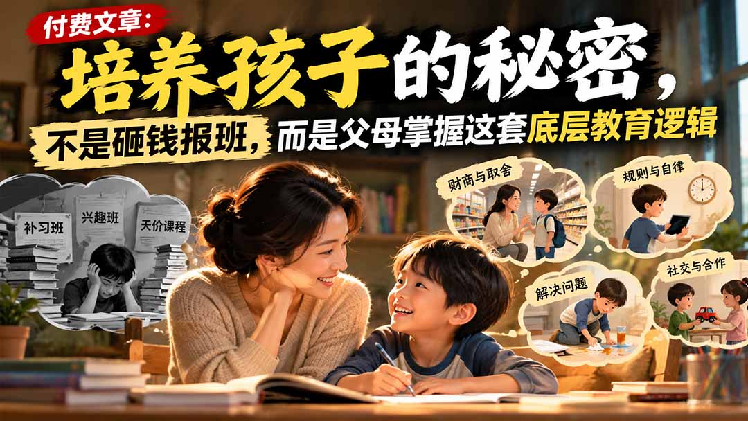 付费文章：培养孩子的秘密，不是砸钱报班，而是父母掌握这套底层教育逻辑-资源社