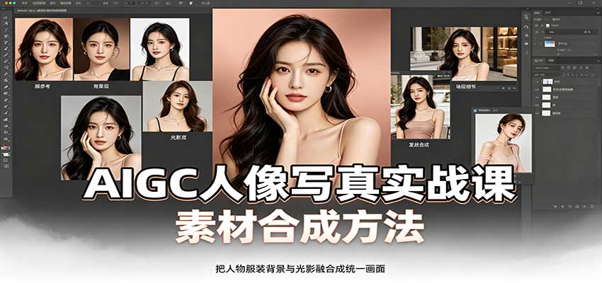 AIGC人像写真实战课：软件平台部署筹备，素材合成方法，多题材写真案例-资源社