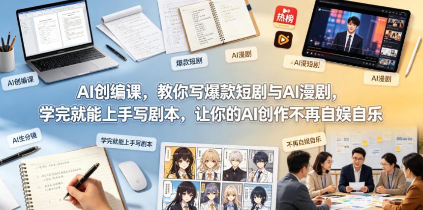 AI创编课，教你写爆款短剧与AI漫剧，学完就能上手写剧本，让你的AI创作不再自娱自乐-资源社