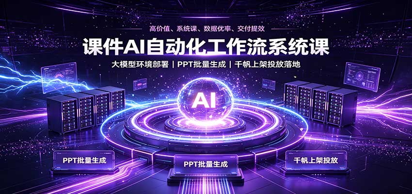 课件AI自动化工作流系统课：大模型环境部署，PPT批量生成，千帆上架投放落地-资源社