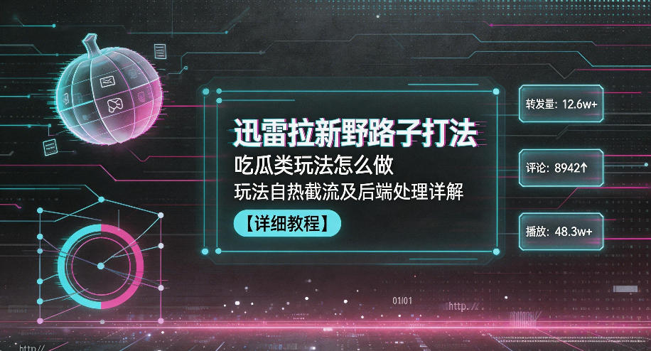 迅雷拉新野路子打法，吃瓜类玩法怎么做，玩法自热截流及后端处理详解-资源社