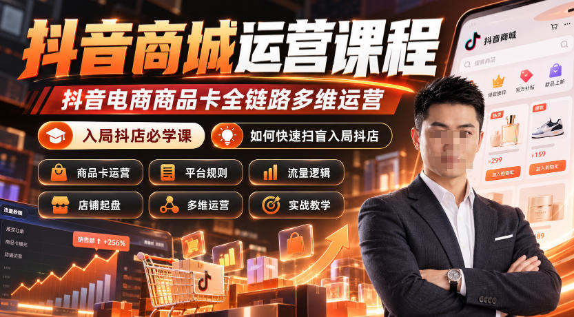 抖音商城运营课程,抖音电商商品卡全链路多维运营,入局抖店必学课, 如何快速扫盲入局抖店(更新1017)-资源社