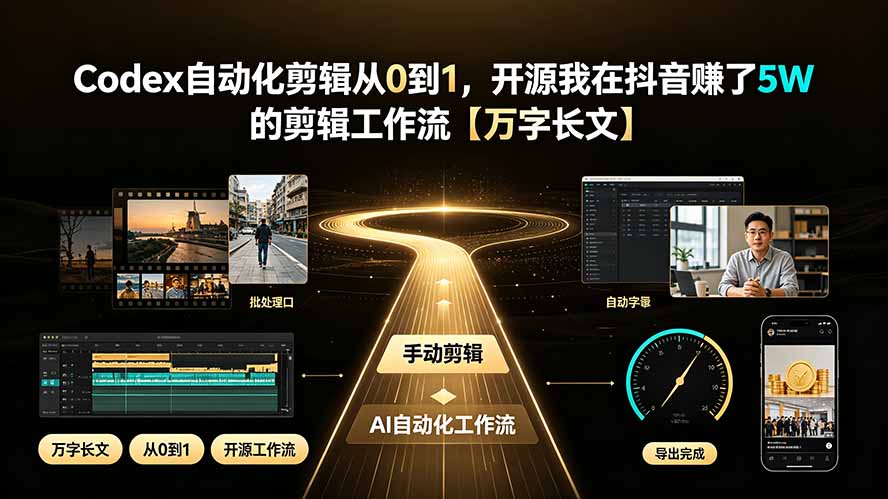 Codex自动化剪辑从0到1,开源我在抖音赚了5W 的剪辑工作流【万字长文】-资源社
