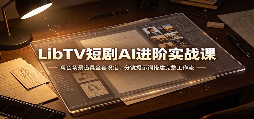 LibTV短剧AI进阶实战课：角色场景道具全套设定，分镜提示词搭建完整工作流-资源社