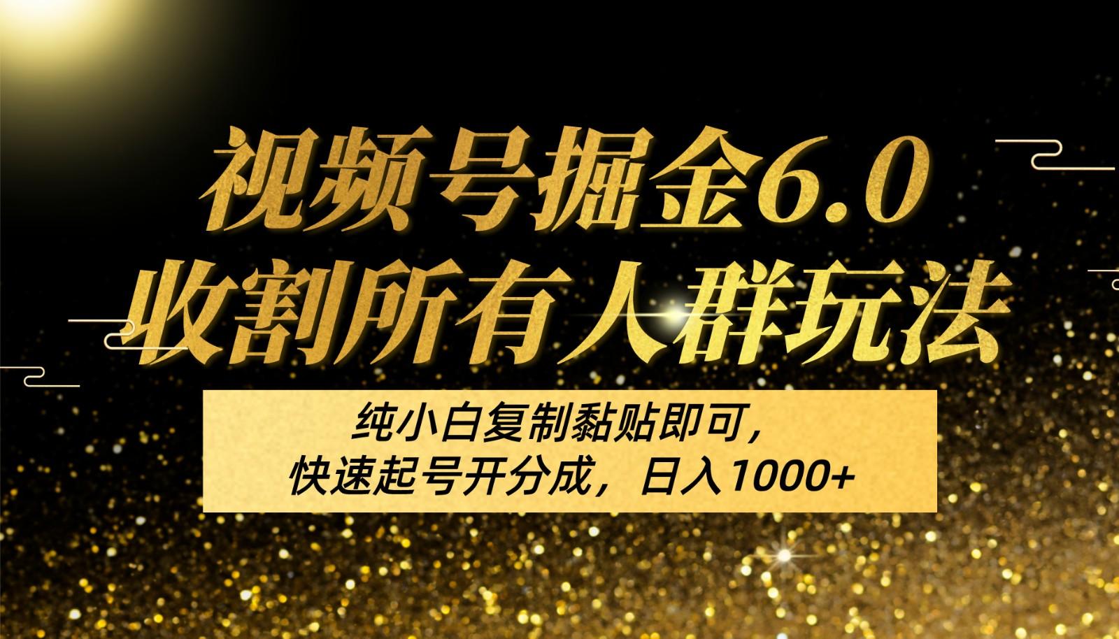 视频号掘金6.0收割所有人群玩法！纯小白复制黏贴即可，快速起号开分成，日入1000+-资源社