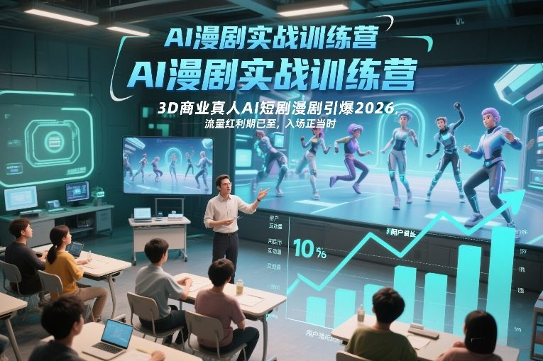 AI漫剧实战训练营，3D商业真人AI短剧漫剧引爆2026，流量红利期已至，入场正当时-资源社