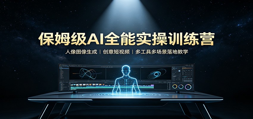 保姆级AI全能实操训练营：人像图像生成，创意短视频，多工具多场景落地教学-资源社