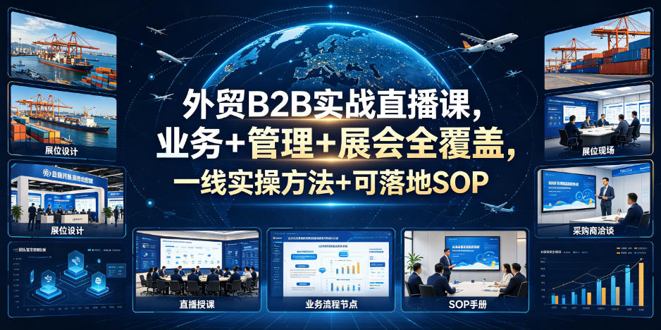 外贸B2B实战直播课，业务+管理+展会全覆盖，一线实操方法+可落地SOP-资源社
