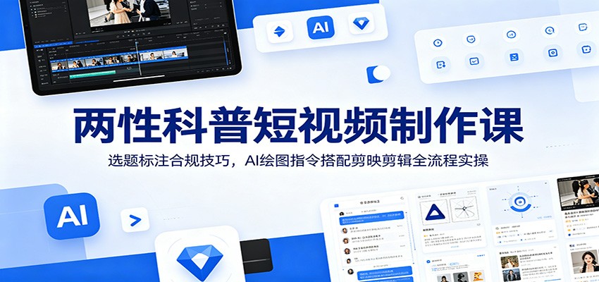 两性科普短视频制作课：选题标注合规技巧，AI绘图指令搭配剪映剪辑全流程实操-资源社
