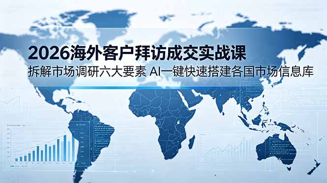 2026海外客户拜访成交实战课：拆解市场调研六大要素，AI一键快速搭建各国市场信息库-资源社