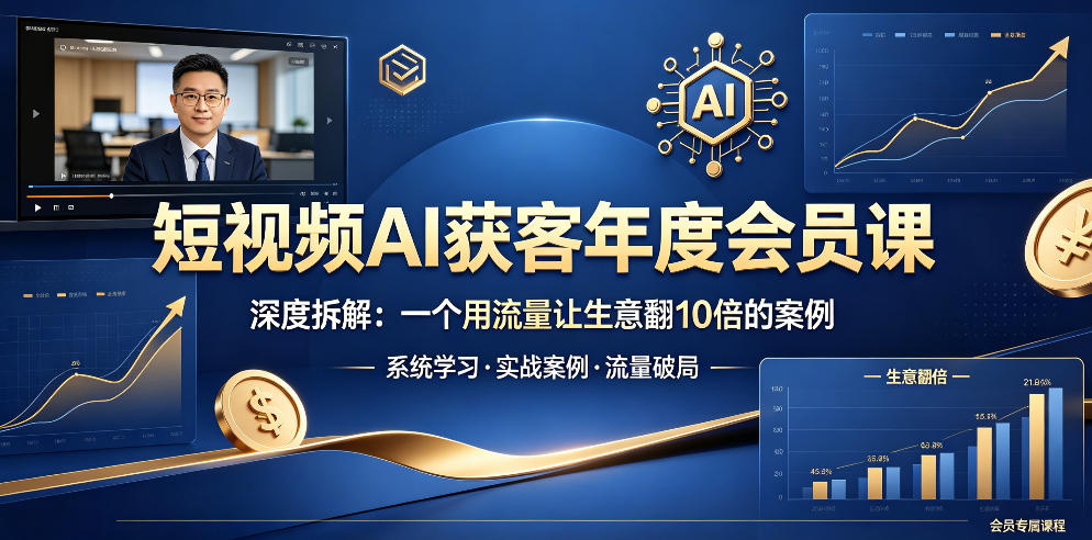 短视频AI获客年度会员课，深度拆解，一个用流量让生意翻10倍的案例-资源社