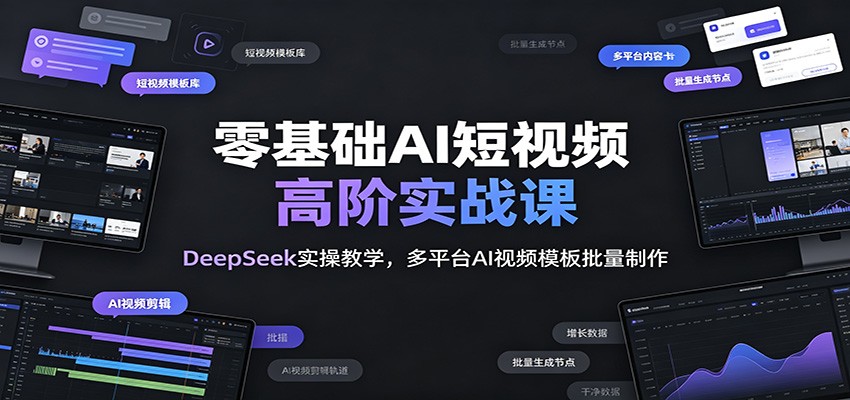 零基础AI短视频高阶实战课：DeepSeek实操教学，多平台AI视频模板批量制作-资源社