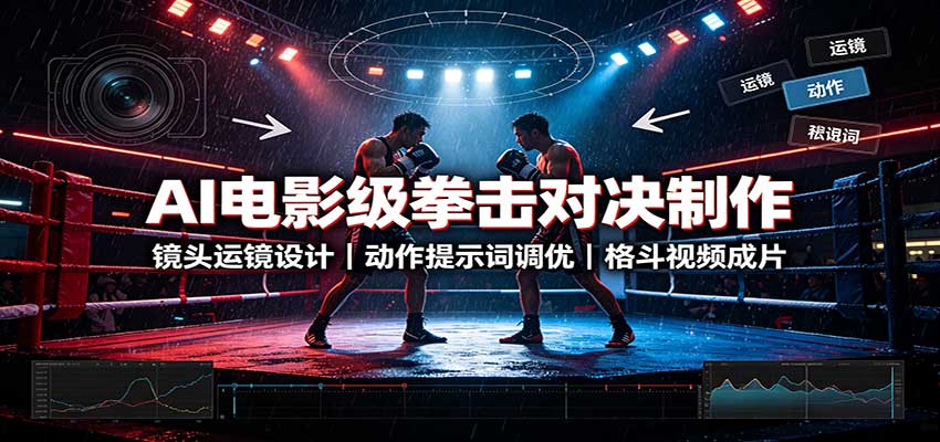 AI电影级拳击对决制作：镜头运镜设计，动作提示词调优，格斗视频成片-资源社