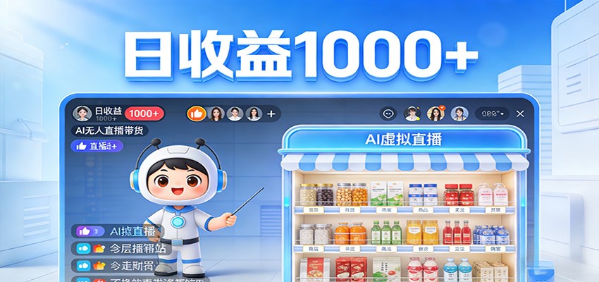不用露脸不用说话，24小时自动卖货赚钱，全天自动直播，收益看得见-资源社