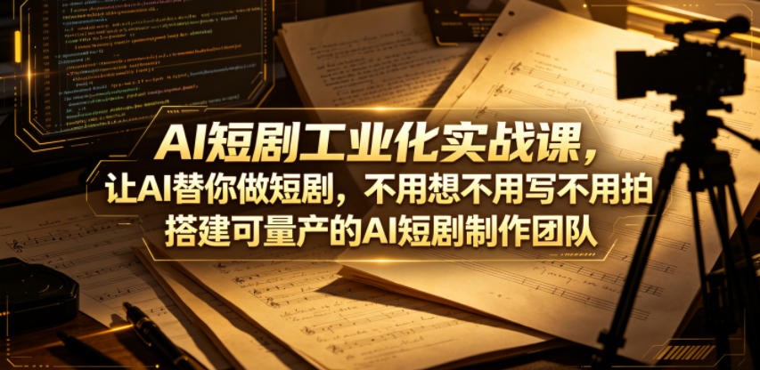 AI短剧工业化实战课,让AI替你做短剧,不用想不用写不用拍,搭建可量产的AI短剧制作团队-资源社