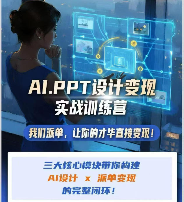 AI+PPT设计变现实战训练营，我们派单，让你的才华直接变现，三大核心模块带你构建Al设计x派单变现的完整闭环-资源社