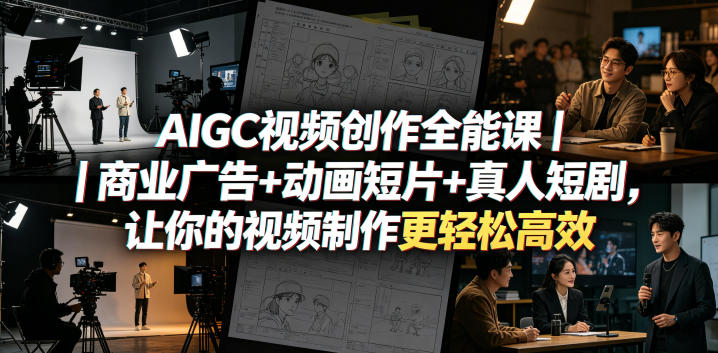 AIGC视频创作全能课｜商业广告+动画短片+真人短剧，让你的视频制作更轻松高效-资源社