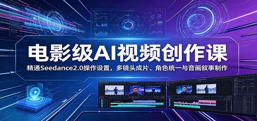 电影级AI视频创作课:精通Seedance2.0操作设置,多镜头成片、角色统一与音画叙事制作-资源社