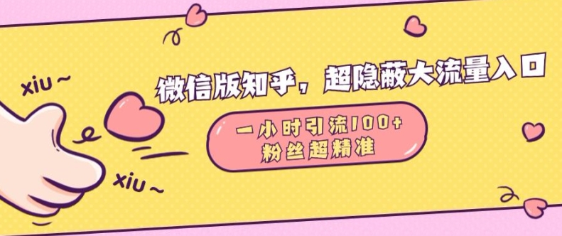 微信版知乎，超隐蔽流量入口1小时引流100人，粉丝质量超高【揭秘】-资源社