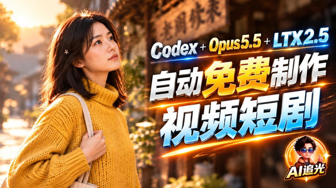 【无水印】Codex出图+免费LTX-2.5生成视频,Claude Opus 5.5全自动剪出1分钟情感短剧《停了的表》-资源社