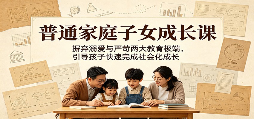 普通家庭子女成长课:摒弃溺爱与严苛两大教育极端,引导孩子快速完成社会化成长-资源社