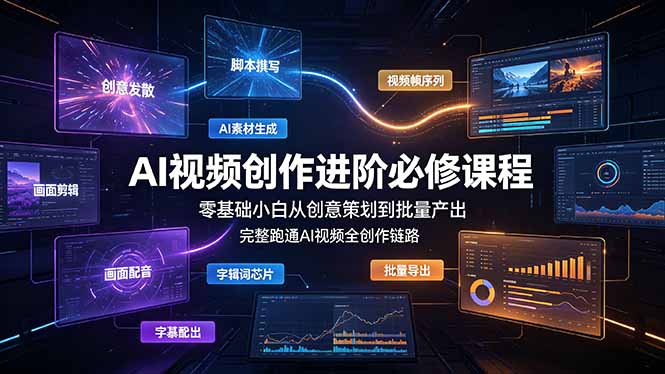 AI视频创作进阶必修课程:零基础小白从创意策划到批量产出,完整跑通AI视频全创作链路-资源社