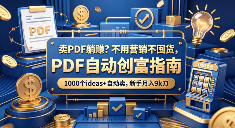 卖PDF躺賺？不用营销不囤货，PDF自动创富指南，1000个ideas+自动卖，新手月入9k刀【原创双语字幕】-资源社