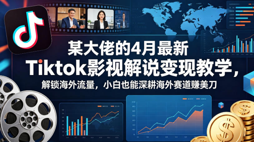 某大佬的4月最新Tiktok影视解说变现教学，解锁海外流量，小白也能深耕海外赛道賺美刀-资源社
