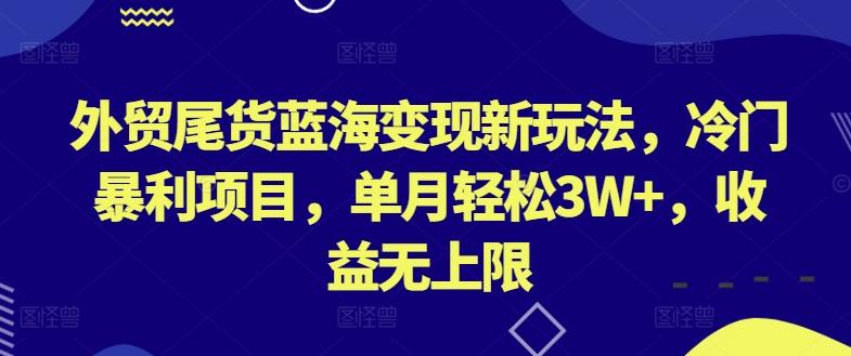 外贸尾货蓝海变现新玩法，冷门暴利项目，单月轻松3W+，收益无上限【揭秘】-资源社