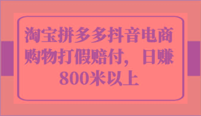 淘宝拼多多抖音电商购物打假赔付，日赚800米以上-资源社