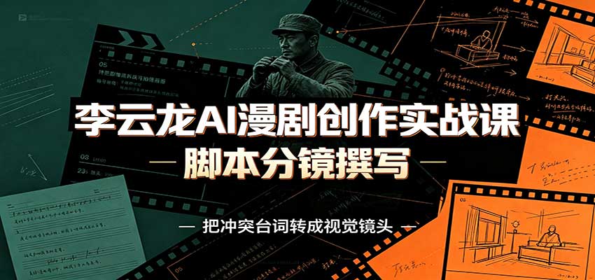 李云龙AI漫剧创作实战课：角色人设还原，脚本分镜撰写，AI漫剧成片完整制作教学-资源社