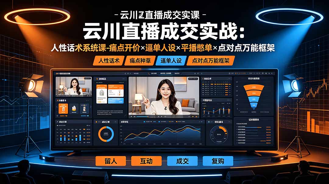 云川直播成交实战:人性话术系统课-痛点种草×塑品开价×逼单人设×平播憋单×点对点万能框架-资源社