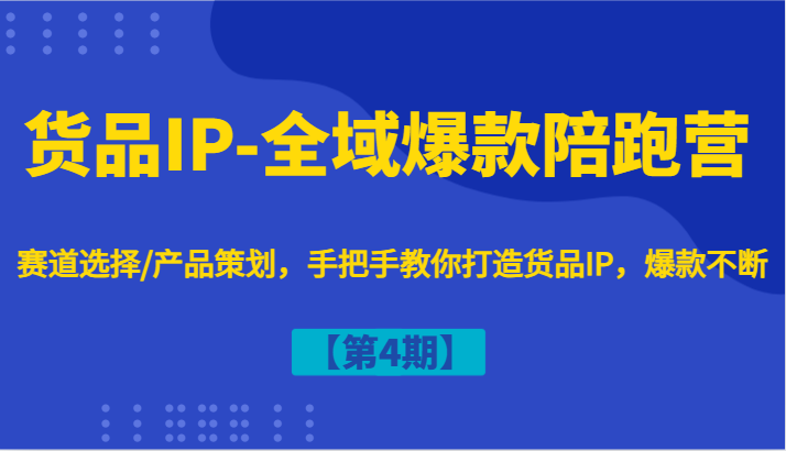 货品IP-全域爆款陪跑营【第4期】赛道选择/产品策划，手把手教你打造货品IP，爆款不断-资源社