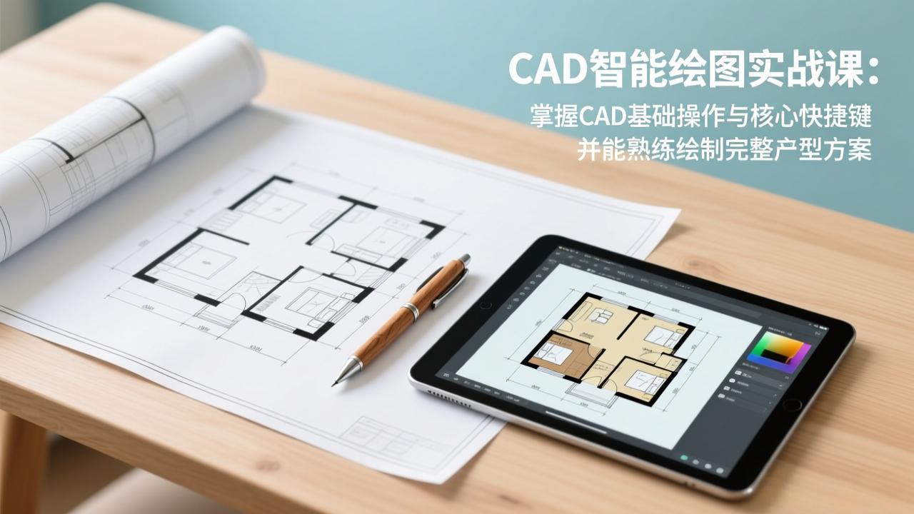 CAD智能绘图实战课：掌握CAD基础操作与核心快捷键，并能熟练绘制完整户型方案-资源社